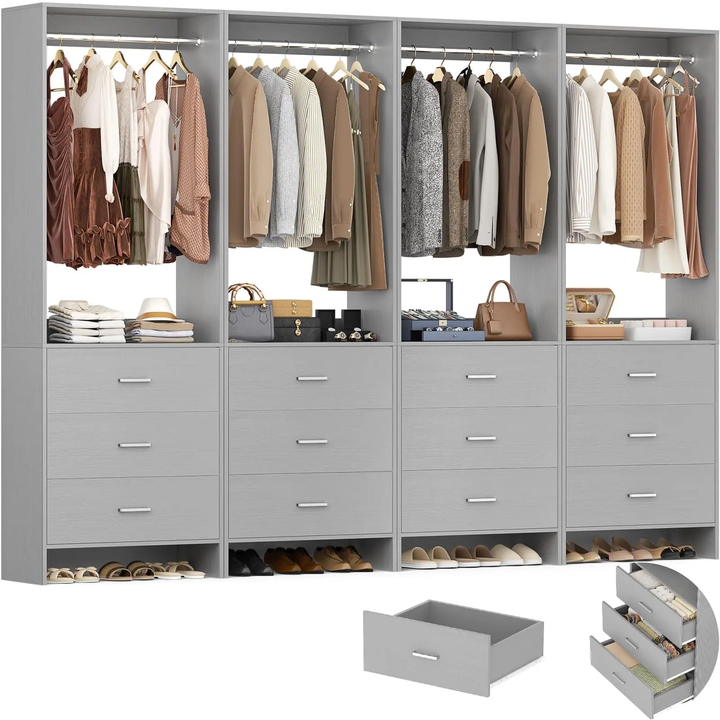 Wood Closet System Walk-in Closet Organizer Wardrobe Storage