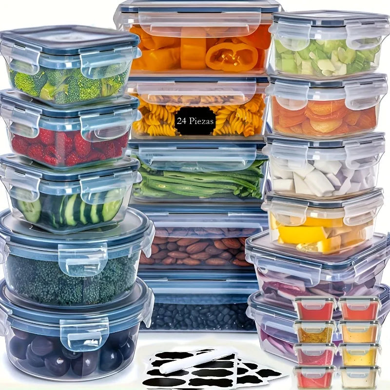 24 Airtight Containers & Lids with Labels for, Travel, Kitchen Organization