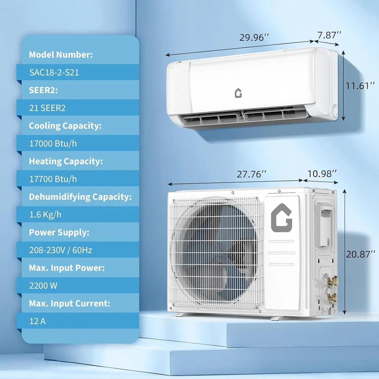 18000 BTU Mini Split Air Conditioner with Cooling / Heating