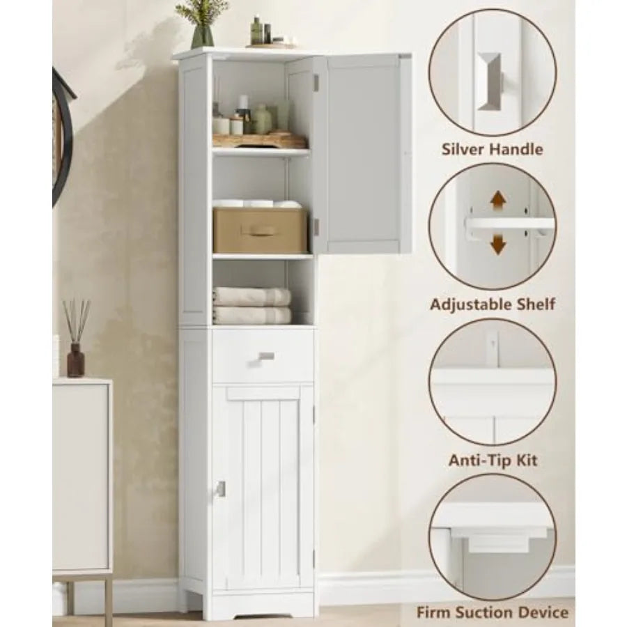 Storage Cabinet with Adjustable Shelves and Drawer