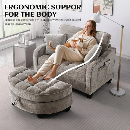 Chaise Lounge Chair Indoor with Ottoman