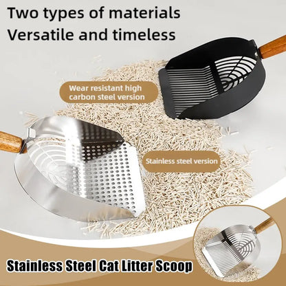 Steel Cat Litter Scoop Long Handle