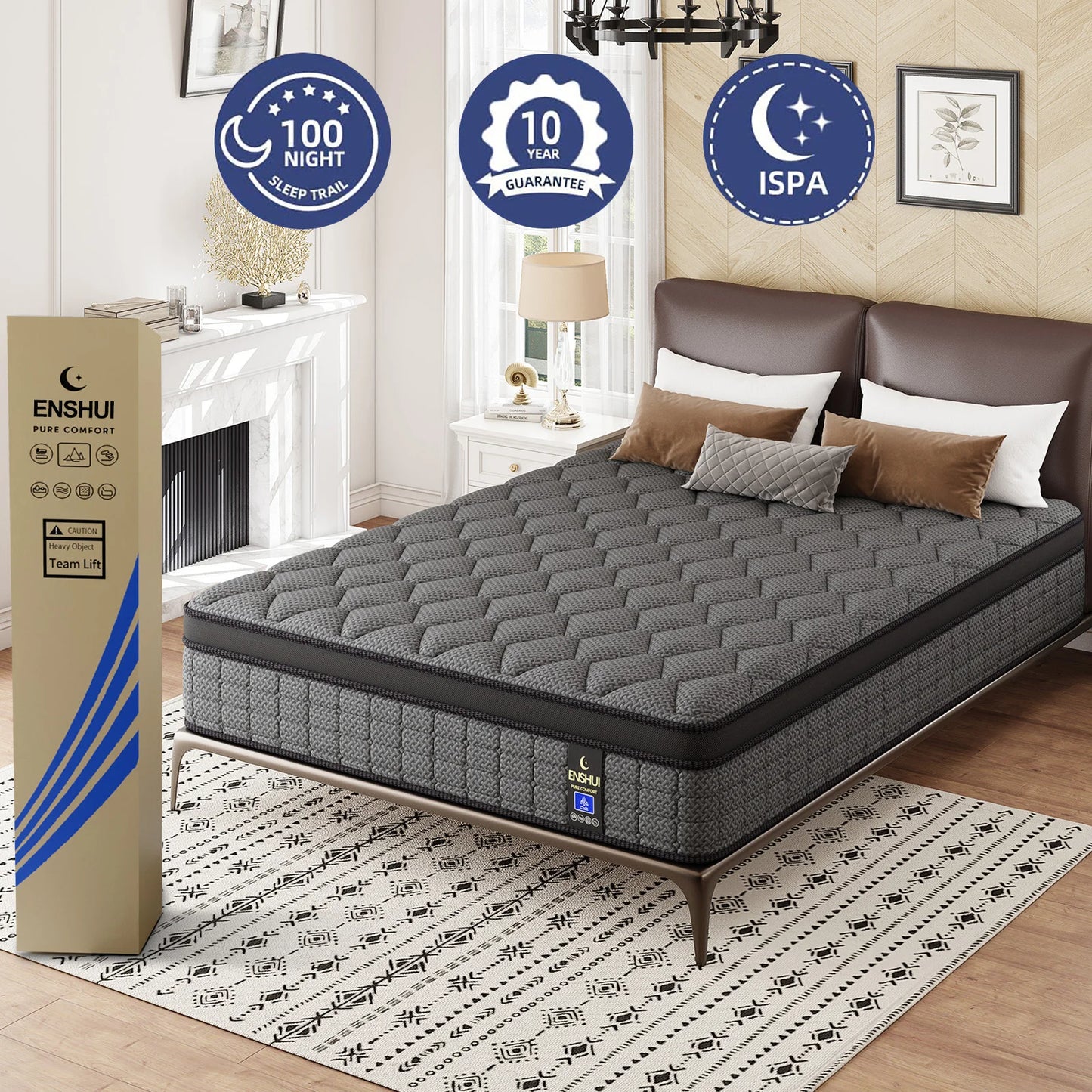 12"14""Gel Memory Foam Hybrid Pocket Spring Mattress For Back Pain Relief Twin Full Queen King Mattress In A Box Medium Firm