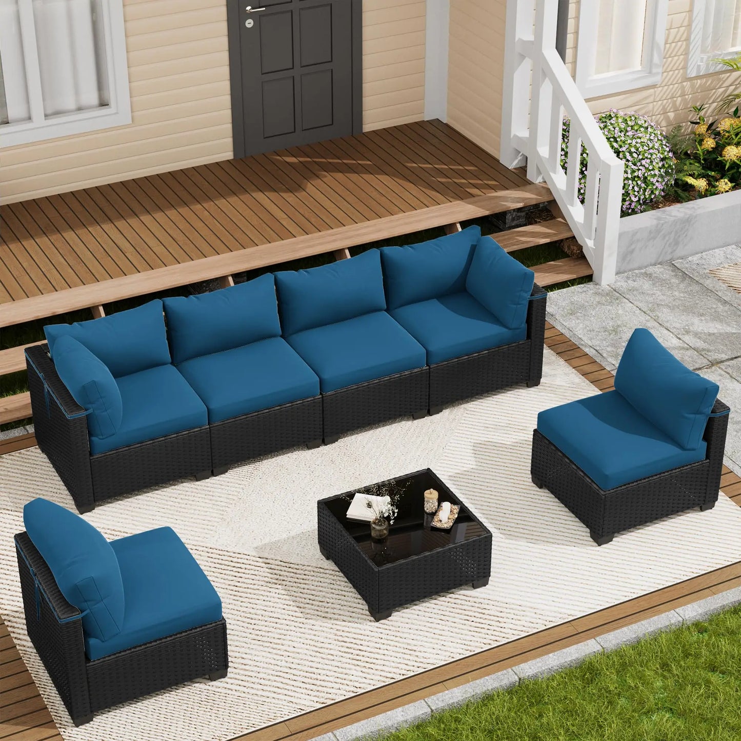 Outdoor Patio Furniture Set, Sectional Sofa, Wicker Rattan Patio Furniture