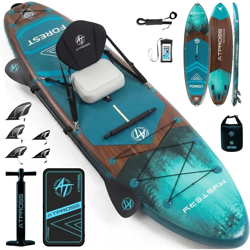 12'x36 Inflatable Paddle Board, 500lbs Extra Wide Stand Up Paddleboard for Adults with Premium SUP Accessories Kit & Backpack