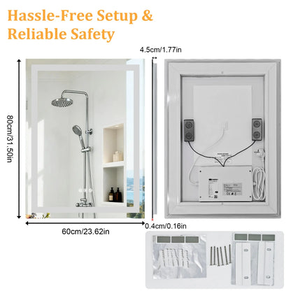 Bathroom Mirror Built-in Bluetooth Speaker, Anti-Fog