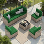7-Piece Patio Furniture Set, Rattan Sectional Sofa with Glass Table,