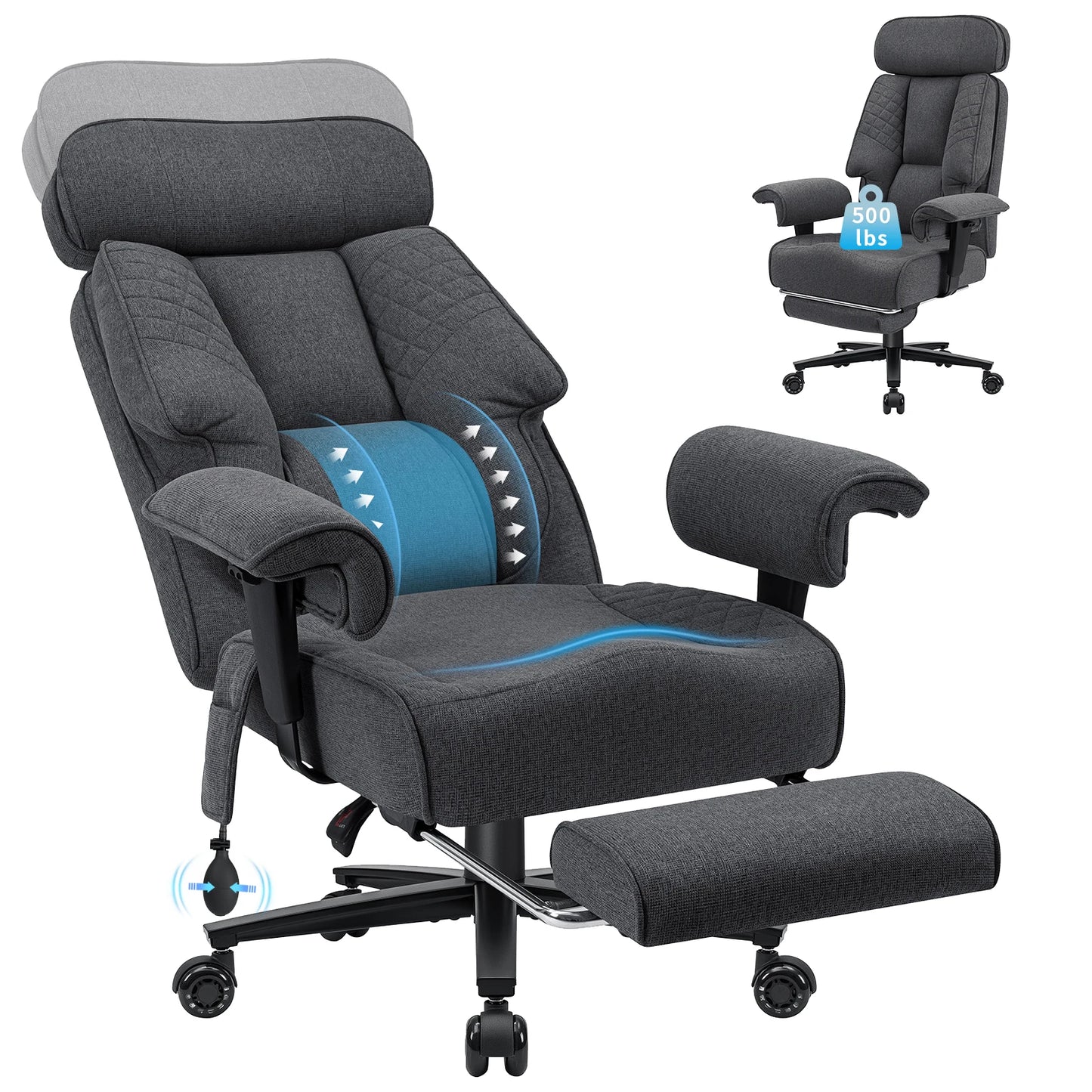 Office Chair with Foot Rest and Waist Lumber Support