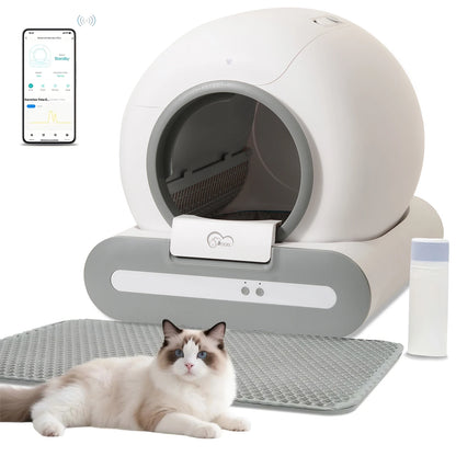 Self-Cleaning Cat Litter Box App Control, w/Litter Mat&Trash Bags,