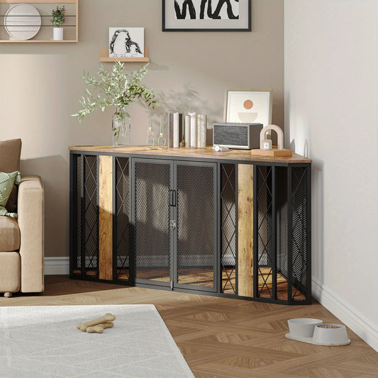 Corner Dog Crate, Sturdy Wooden Cage