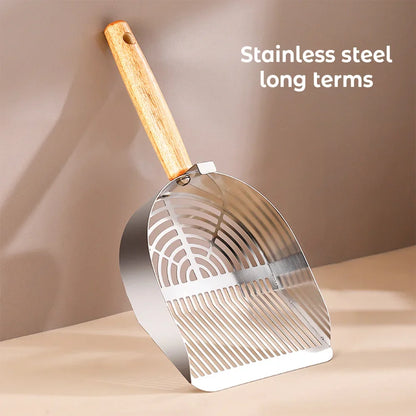 Steel Cat Litter Scoop Long Handle