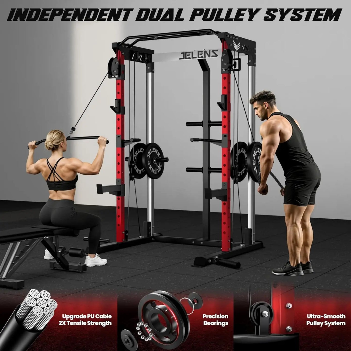 Power Rack with Dual Pulley System