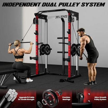 Power Rack with Dual Pulley System