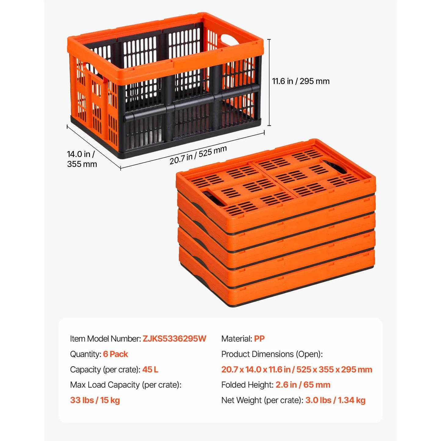Storage Basket Folding Bins with Handles