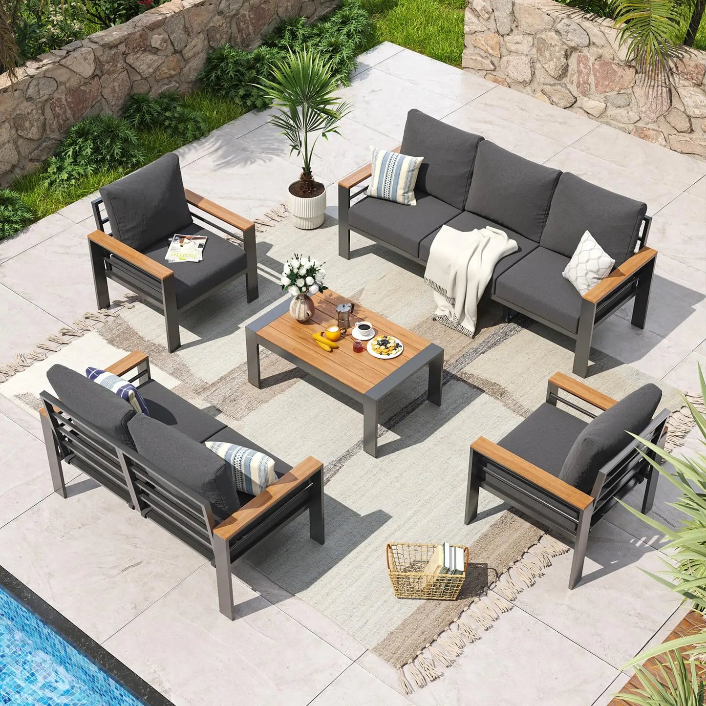 Patio Furniture Set Oversized Outdoor Sectional with, Coffee Table