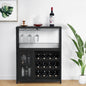 Wine Bar Cabinet With Adjustable Shelves & Glass Holders