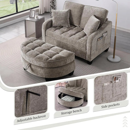 Chaise Lounge Chair Indoor with Ottoman