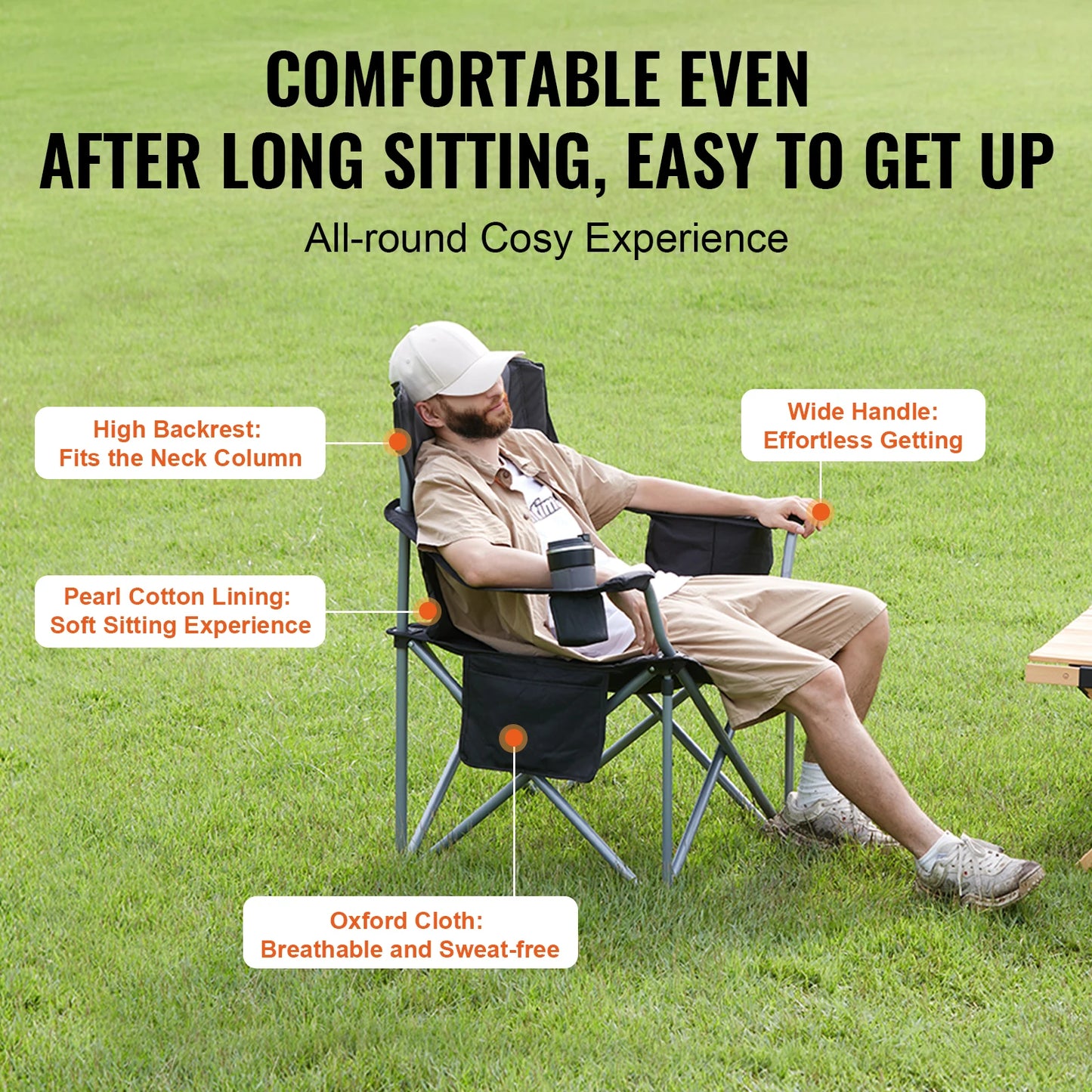SucceBuy Outdoor Camping Chair 350lbs High Load Ultralight Folding Chair Portable Beach Hiking Picnic Travel Seat Fishing Tool