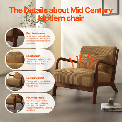 Accent Chair, with Solid Wood Frame