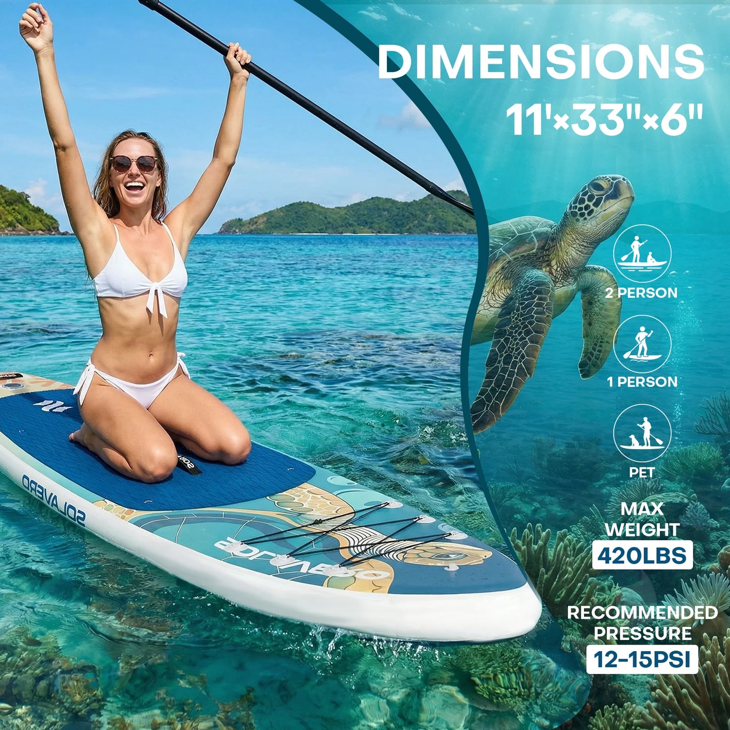 Inflatable Paddle Board with Premium Accessories, Suitable for Sea or Lake
