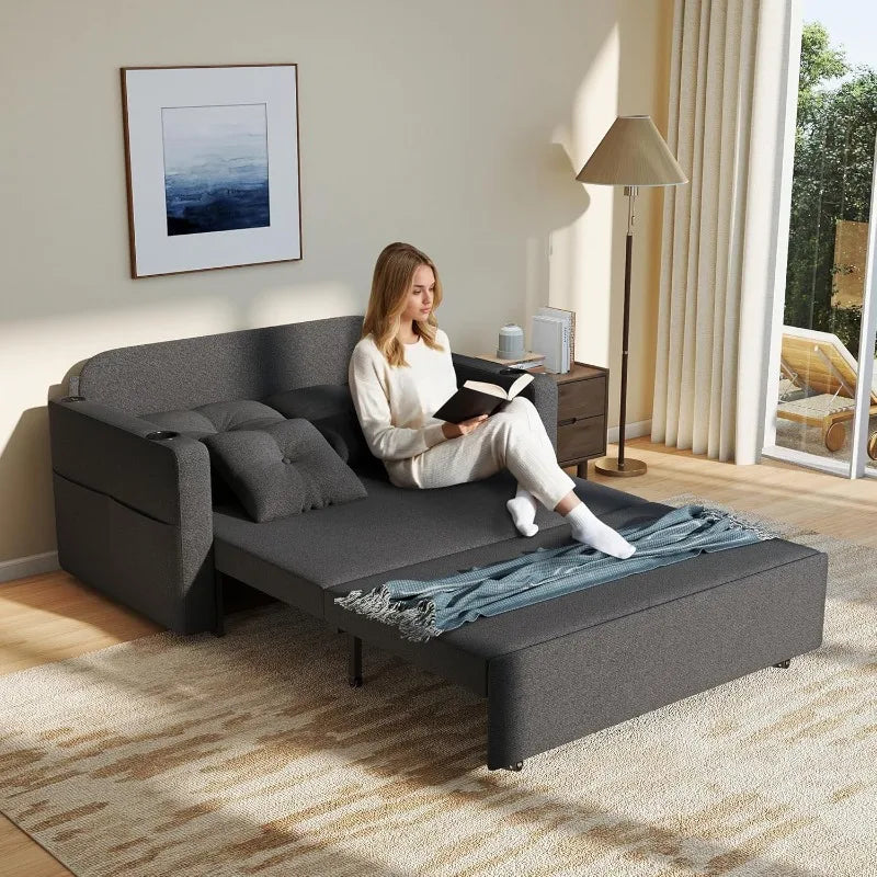 Sleeper Sofa Loveseat, Pull Out Couch with Cup Holder & USB Function