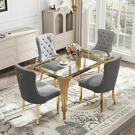 Glass Dining Table Set for 4