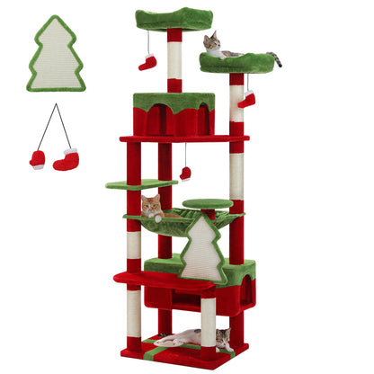 Cat  Tree & Tower for Indoor Cats With Scratching Posts, Hammock, Padded Perches, and Condos