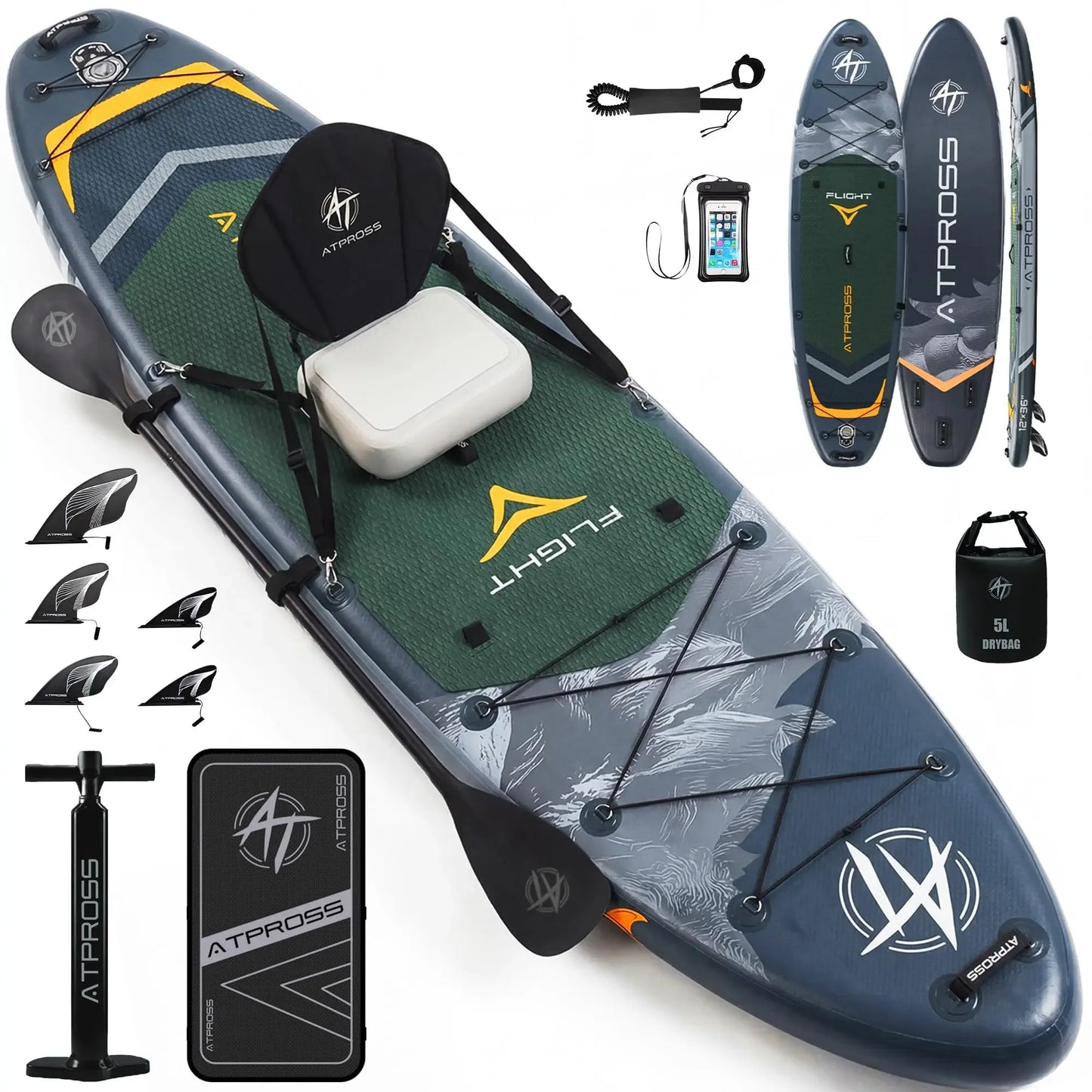 12'x36 Inflatable Paddle Board, 500lbs Extra Wide Stand Up Paddleboard for Adults with Premium SUP Accessories Kit & Backpack