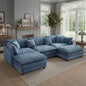 Modular Sectional Sofa with Ottoman, Solid Wood Frame