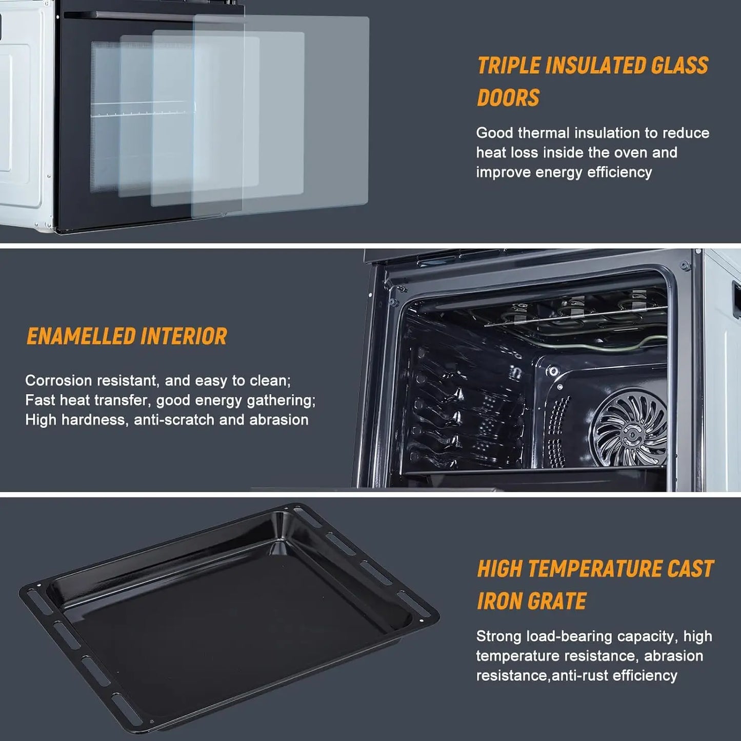 24 Inch Electric Wall Oven with Steam & Grill & Air Frying
