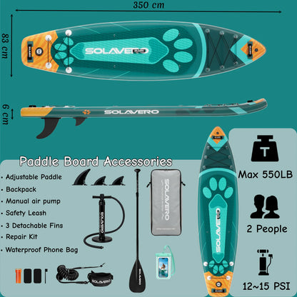 Inflatable Paddle Board with Premium Accessories, Suitable for Sea or Lake