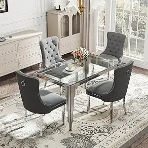Glass Dining Table Set for 4