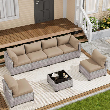 Outdoor Patio Furniture Set, Sectional Sofa, Wicker Rattan Patio Furniture