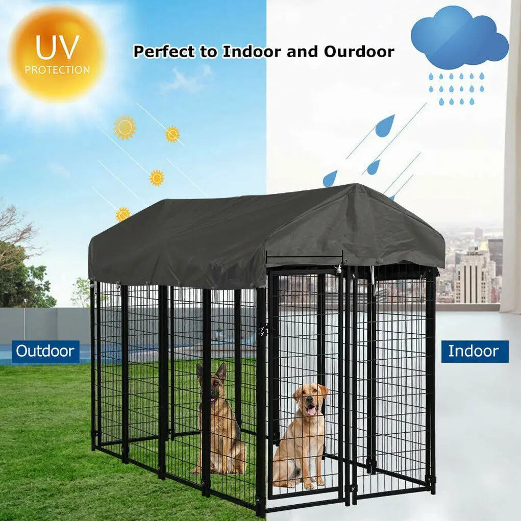 Outdoor Pet Kennel, With High Fence, & Roof