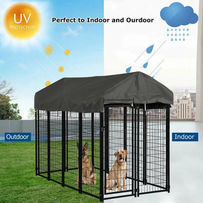 Outdoor Pet Kennel, With High Fence, & Roof