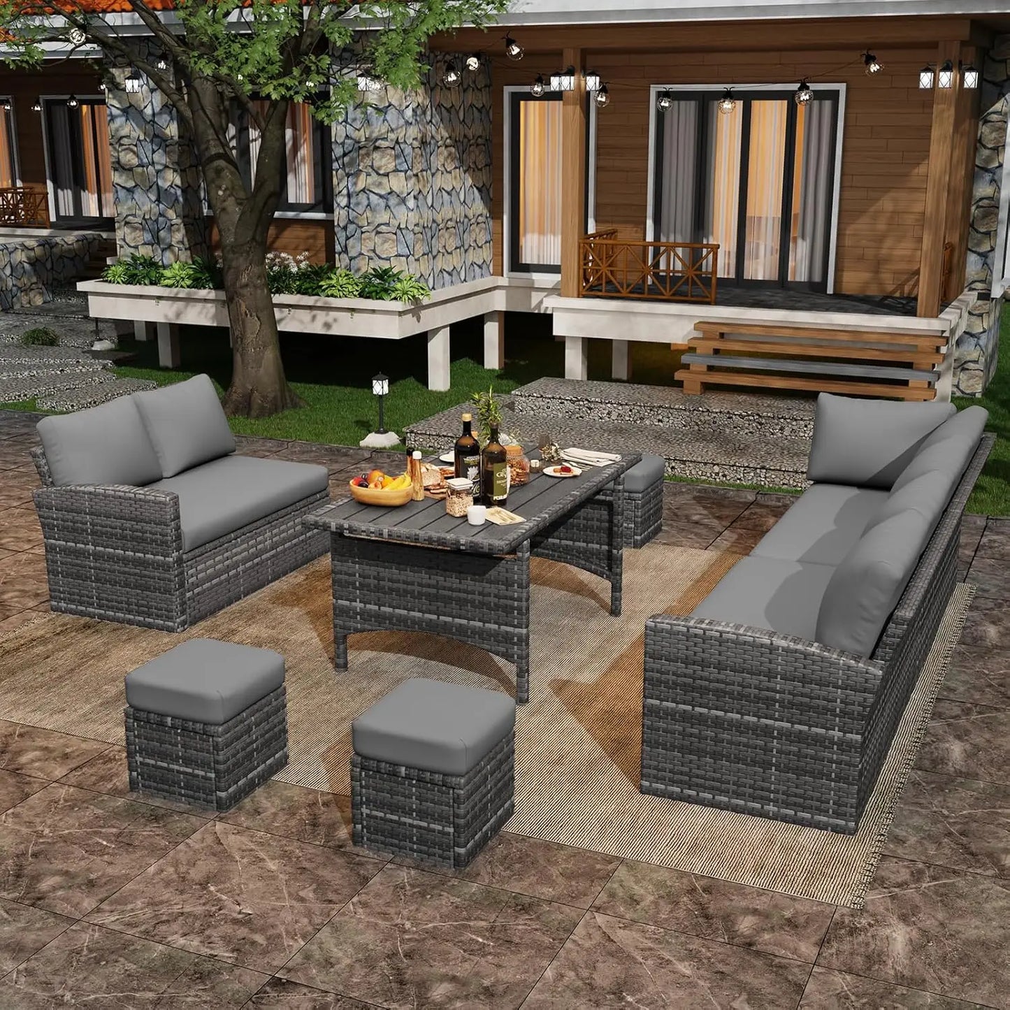 Outdoor Sofa Set, All Weather Wicker