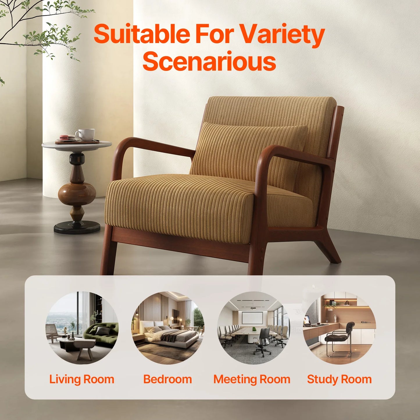 Accent Chair, with Solid Wood Frame