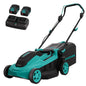 Electric Push Lawn Mower with Dual Charger, Grass Collection Bag & Foldable Handle