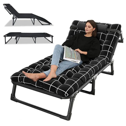 Folding Chaise with Pillow Camping Cot