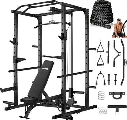 Multi-Functional Power Rack with Cable System