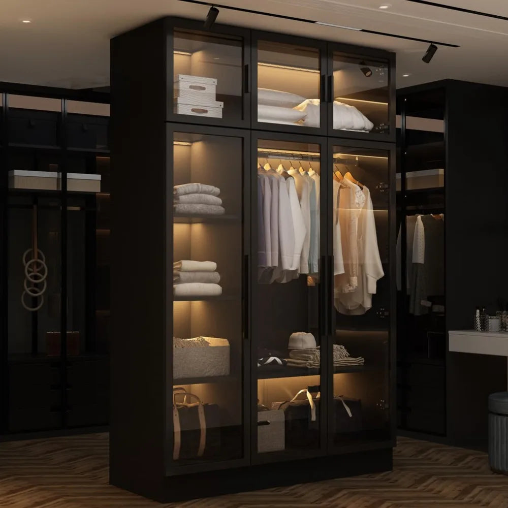 Wooden Large Wardrobe with Hanging Rod & shelves