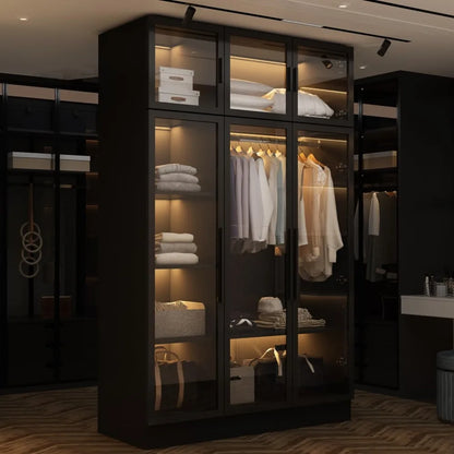 Wooden Large Wardrobe with Hanging Rod & shelves