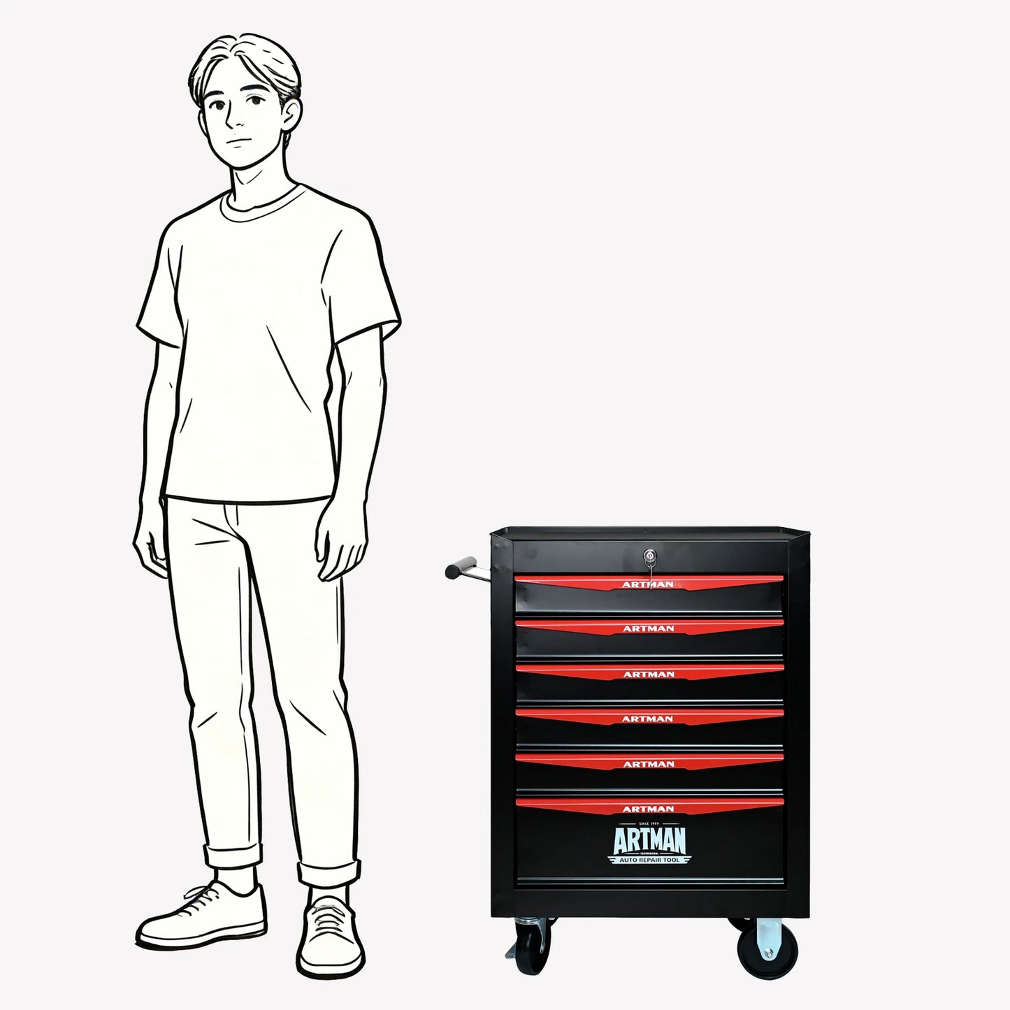 Rolling Metal Tool Chest with 6-Drawer
