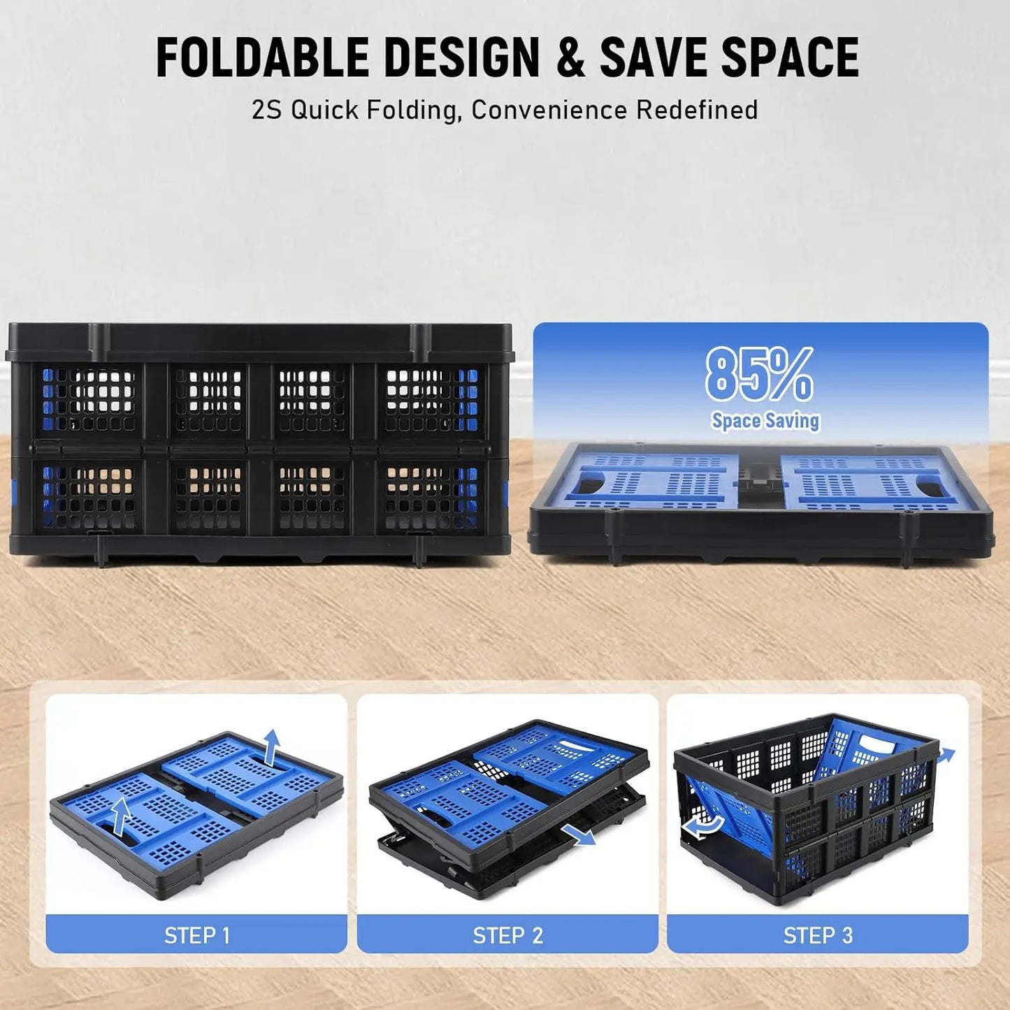 Heavy-Duty Collapsible Plastic Crate