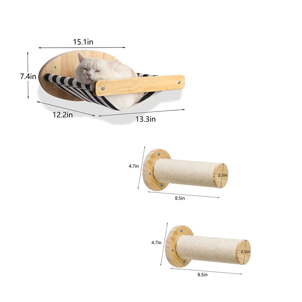 Cat Hammock with Four Sisal Stairways or Scratching Posts