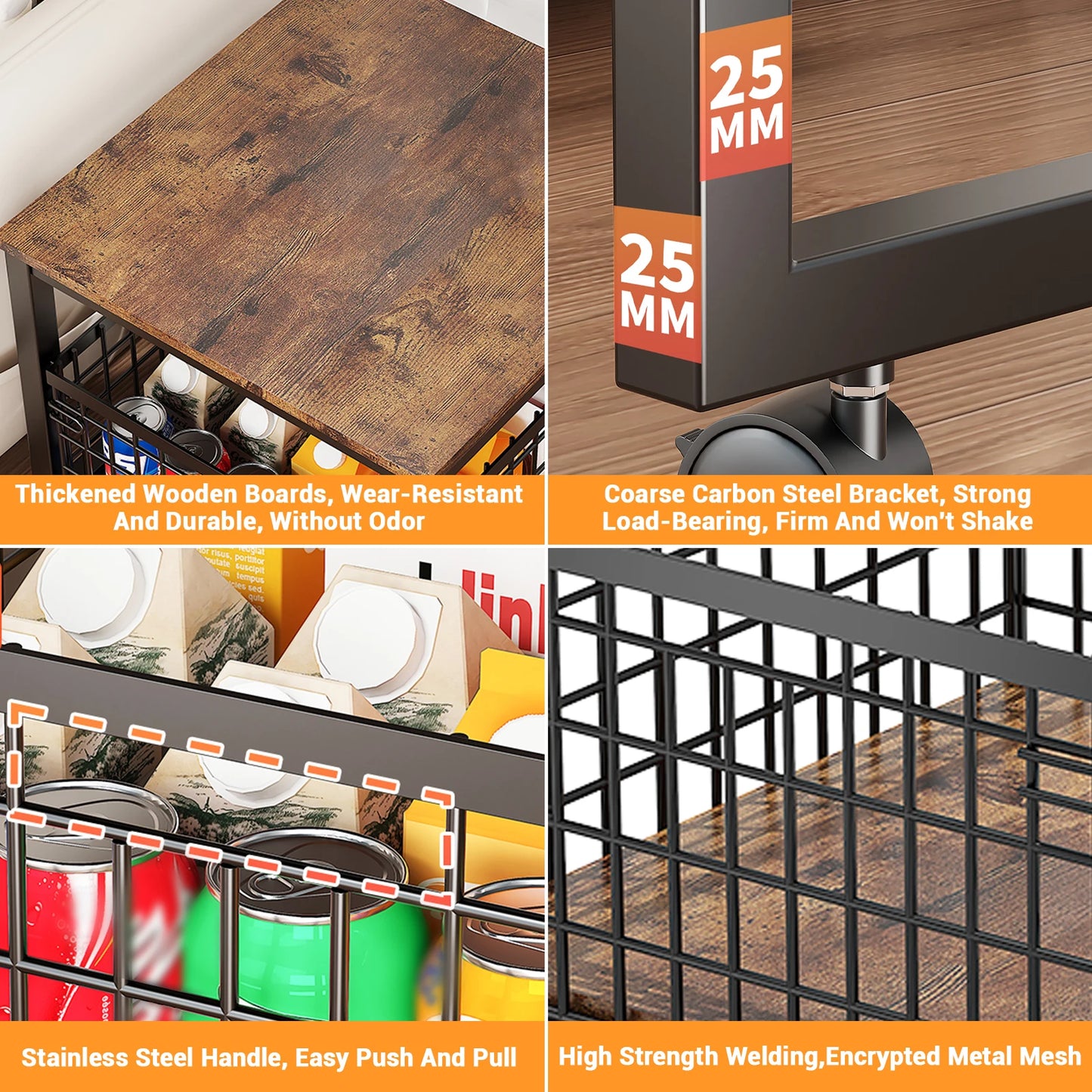 Mini Fridge Stand With Wheels & Storage Basket