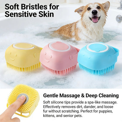 Pet Bath & Massage Brush With Shampoo Storage