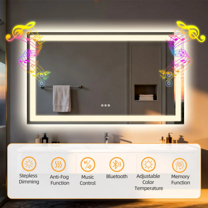 Bathroom Mirror Built-in Bluetooth Speaker, Anti-Fog