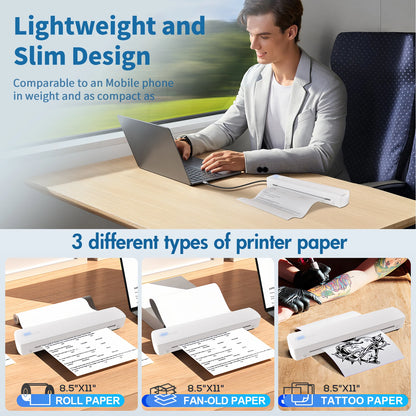 Portable Printer Wireless Inkless Thermal Printer, Bluetooth
