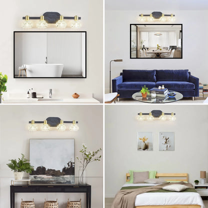 4-Light Wall Sconce with Clear Crystal Shades(No Bulbs)